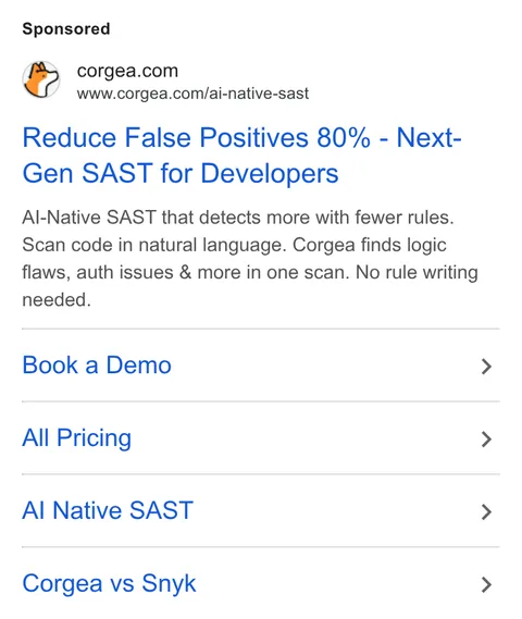 An ad Corgea is running