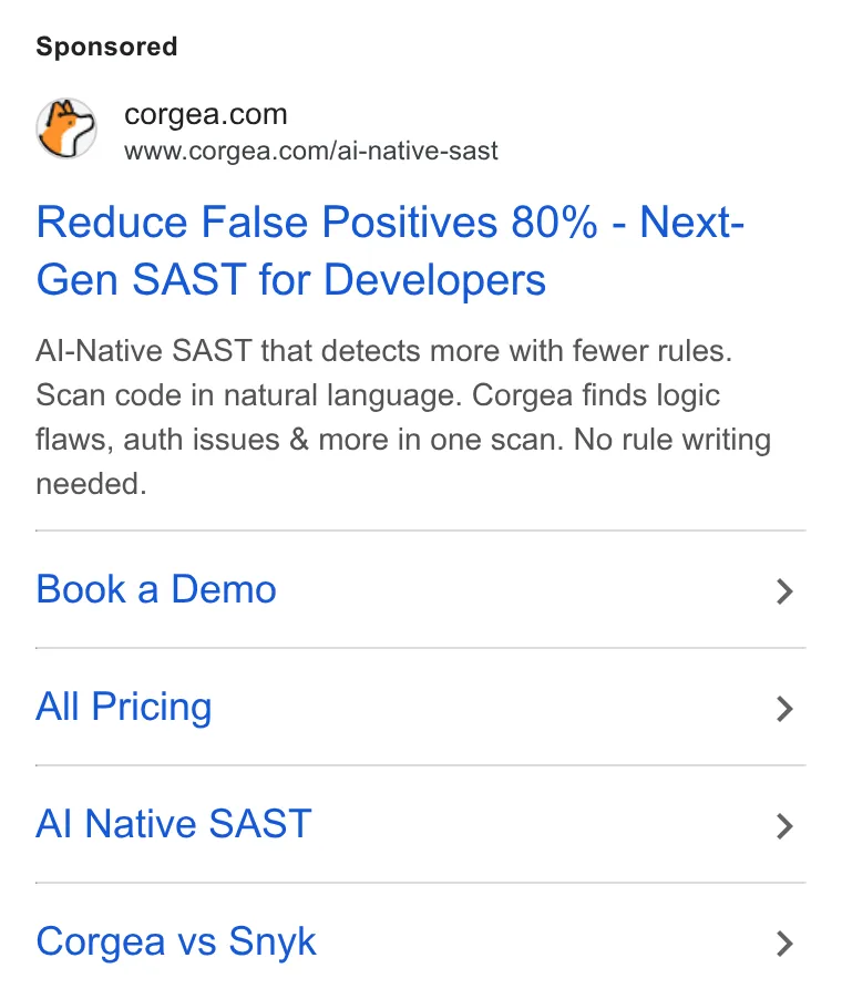 An ad Corgea is running