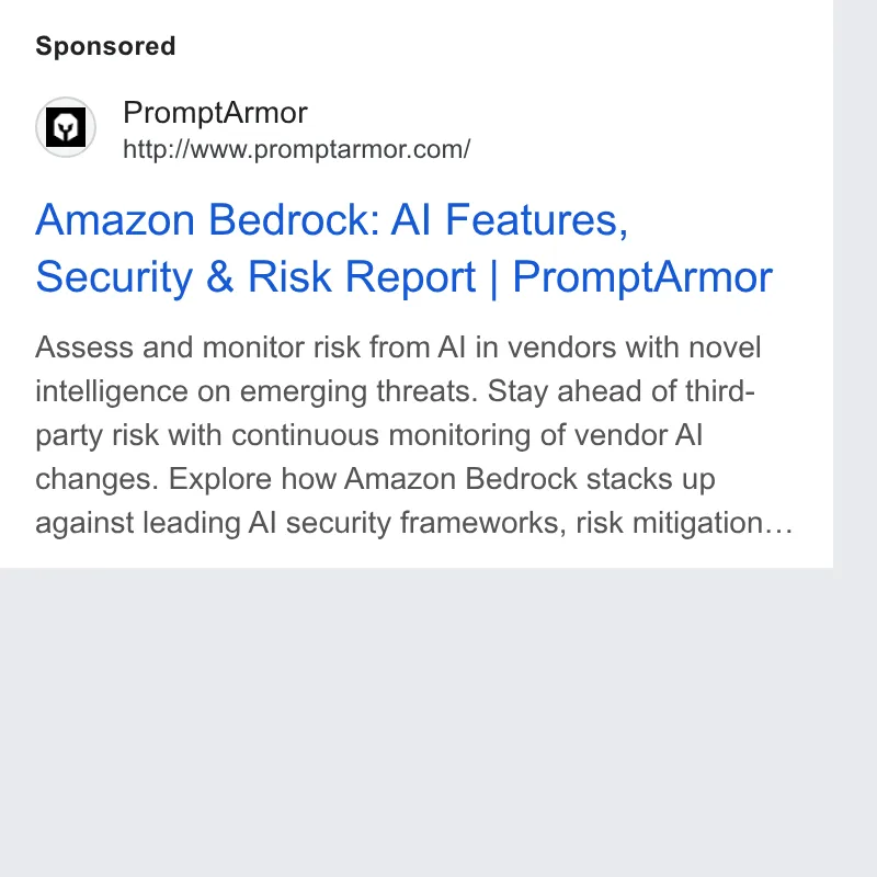 An ad PromptArmor is running