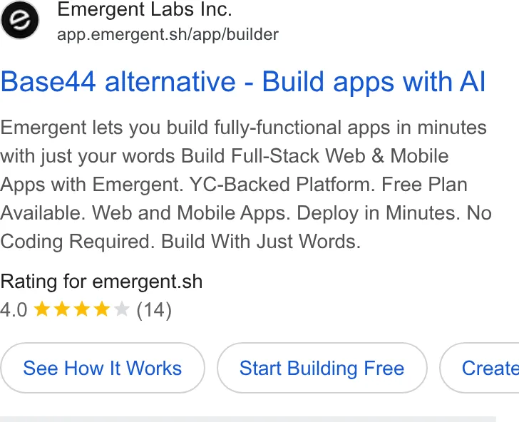 An ad Emergent's Dynamite Site is running