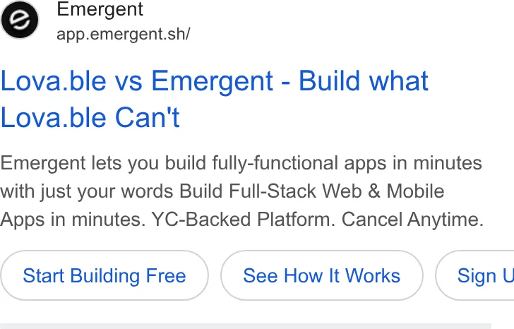 An ad Emergent's Dynamite Site is running