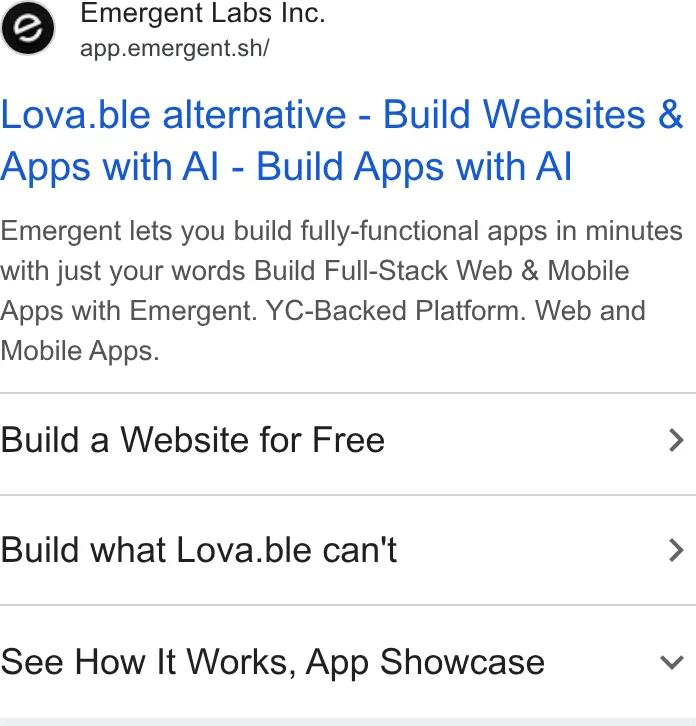 An ad Emergent's Dynamite Site is running