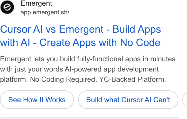 An ad Emergent's Dynamite Site is running