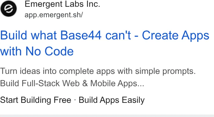 An ad Emergent's Dynamite Site is running