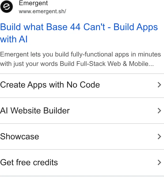An ad Emergent's Dynamite Site is running