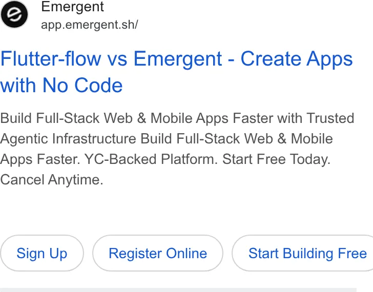 An ad Emergent's Dynamite Site is running
