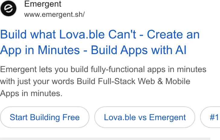 An ad Emergent's Dynamite Site is running
