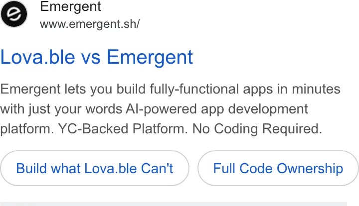 An ad Emergent's Dynamite Site is running