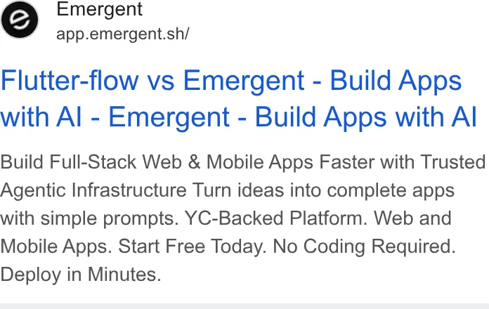 An ad Emergent's Dynamite Site is running