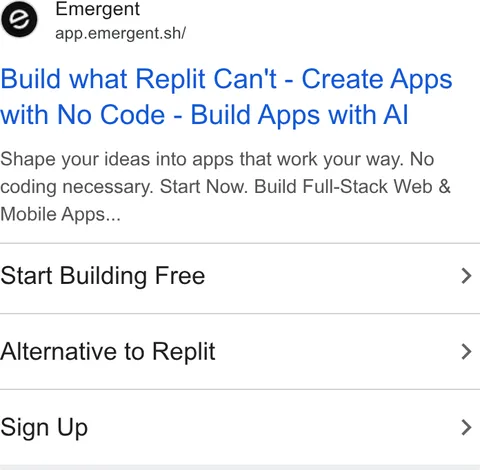 An ad Emergent's Dynamite Site is running