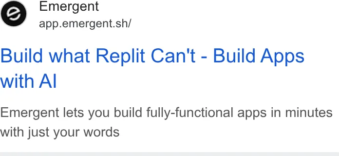 An ad Emergent's Dynamite Site is running