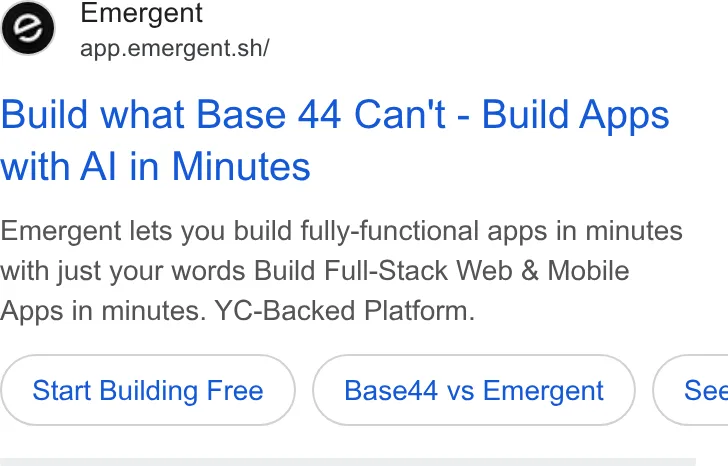 An ad Emergent's Dynamite Site is running