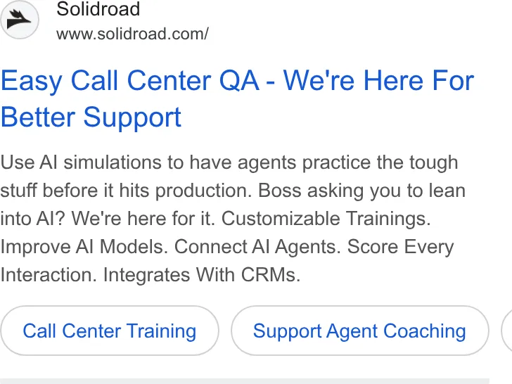 An ad Solidroad is running