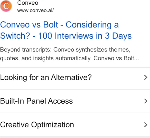 An ad Conveo is running