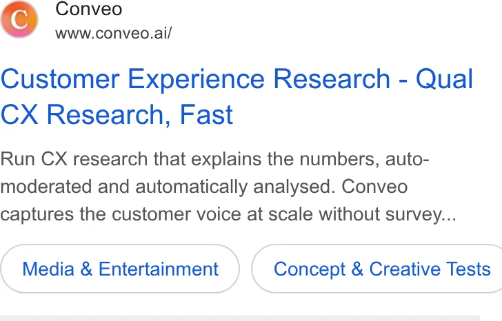 An ad Conveo is running