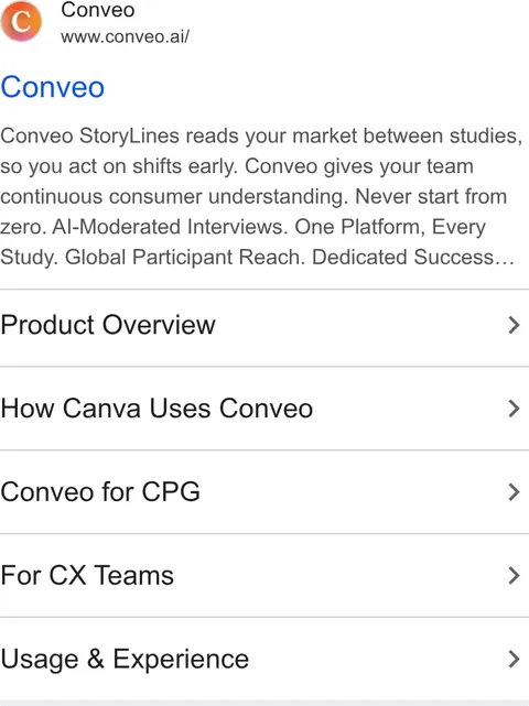 An ad Conveo is running