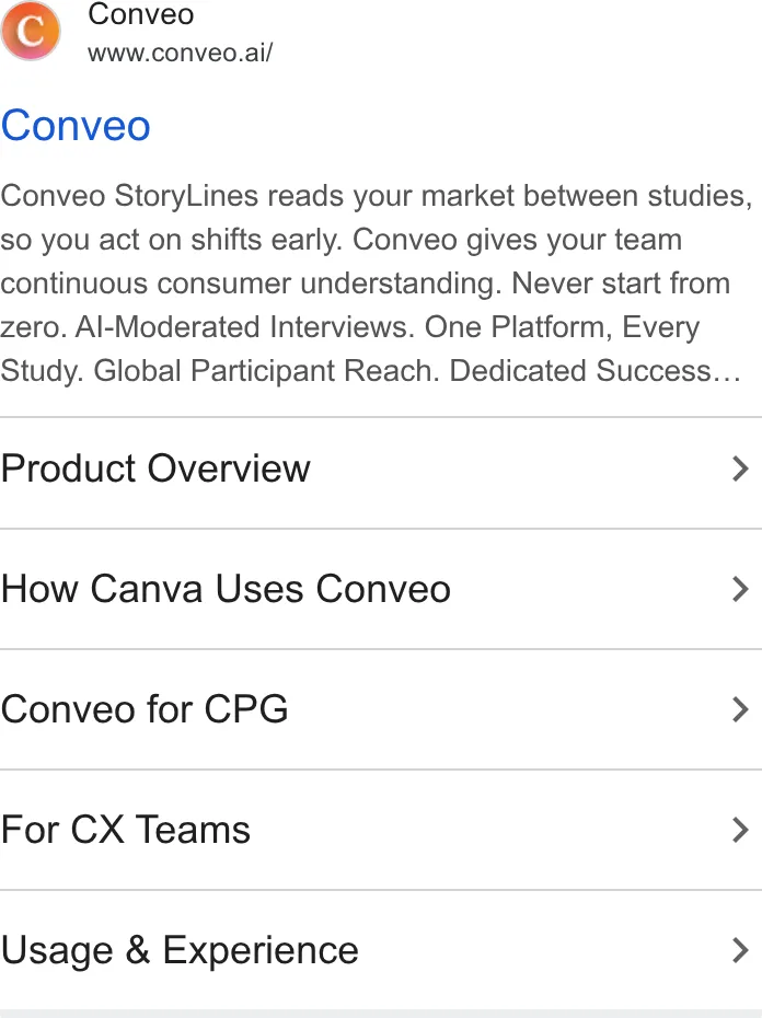 An ad Conveo is running