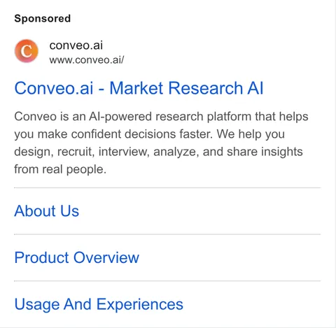 An ad Conveo is running