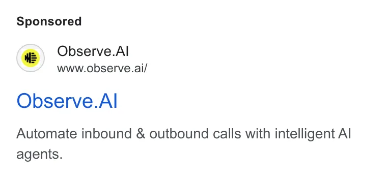 An ad Observe.AI is running