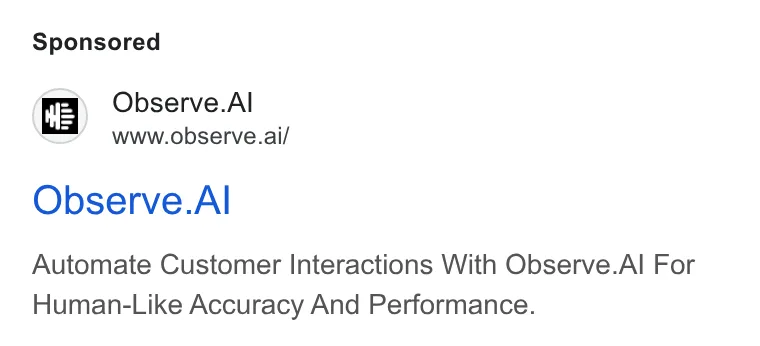 An ad Observe.AI is running