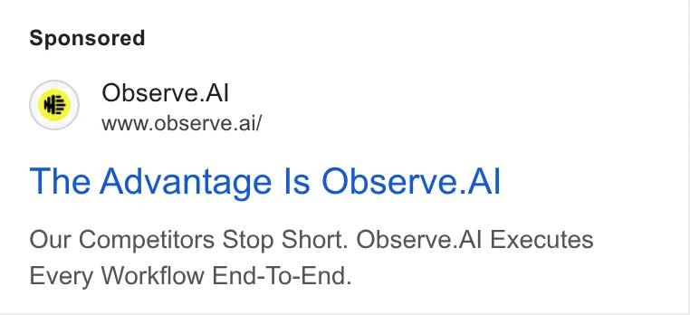 An ad Observe.AI is running