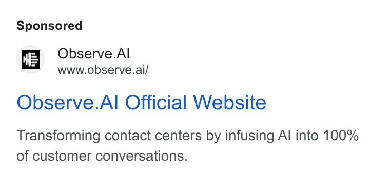An ad Observe.AI is running