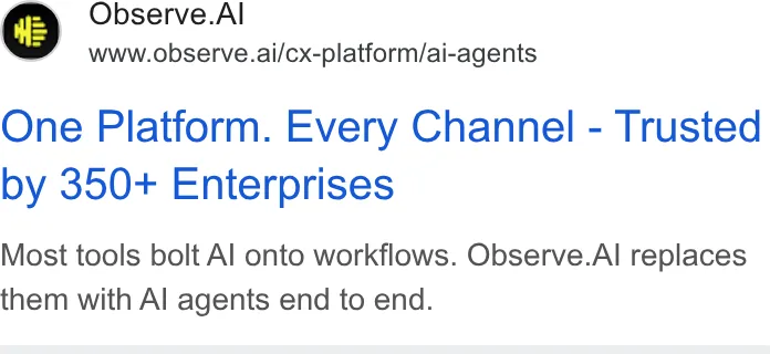 An ad Observe.AI is running
