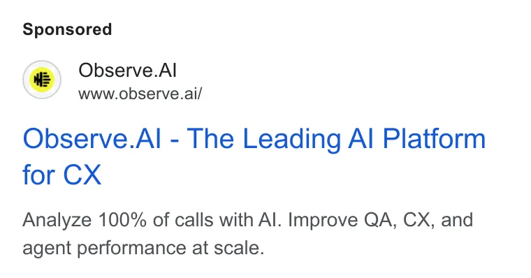 An ad Observe.AI is running