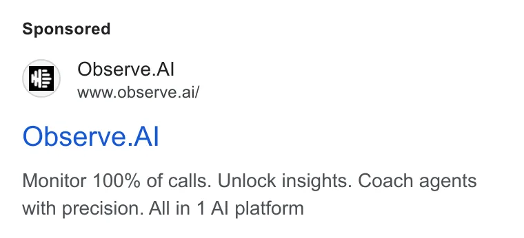 An ad Observe.AI is running