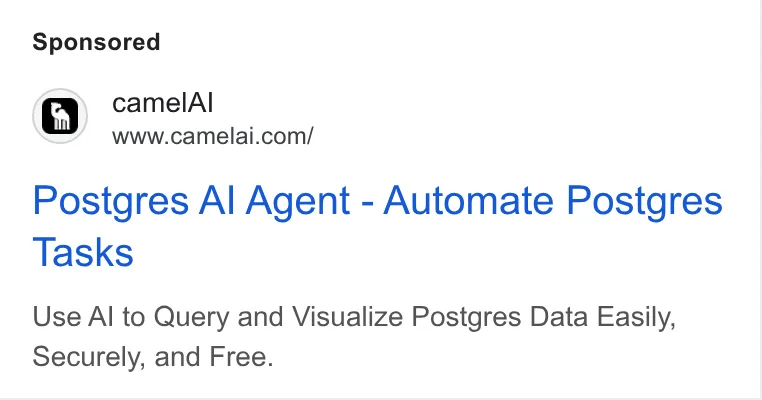 An ad camelAI is running