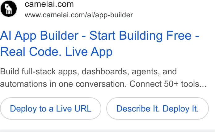 An ad camelAI is running