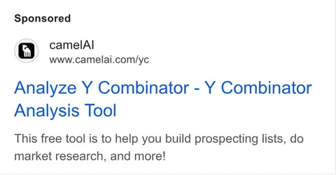An ad camelAI is running