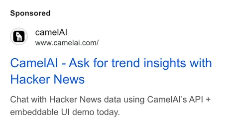 An ad camelAI is running