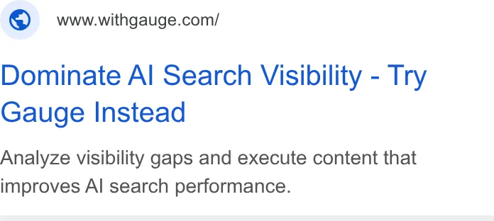 An ad Gauge AI Visibility & GEO Platform is running