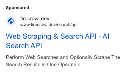 An ad Firecrawl is running