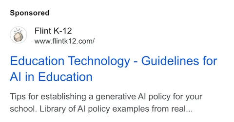 An ad Flintk12 is running