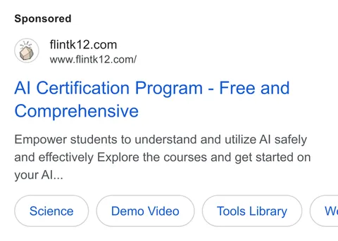 An ad Flintk12 is running