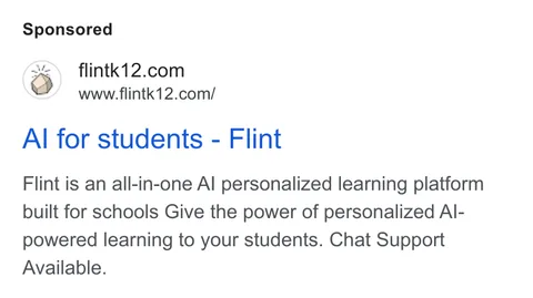 An ad Flintk12 is running