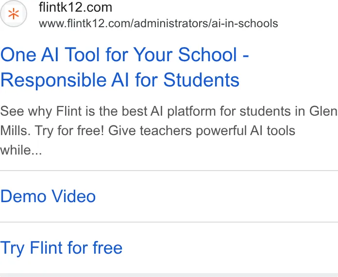 An ad Flintk12 is running