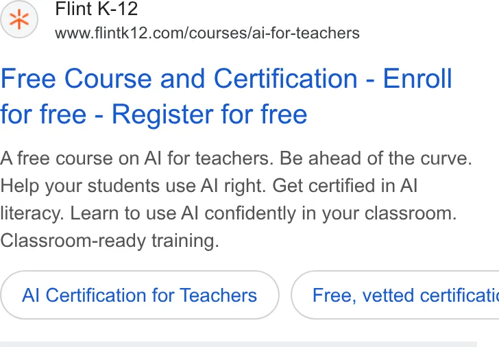 An ad Flintk12 is running