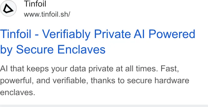 An ad Tinfoil is running