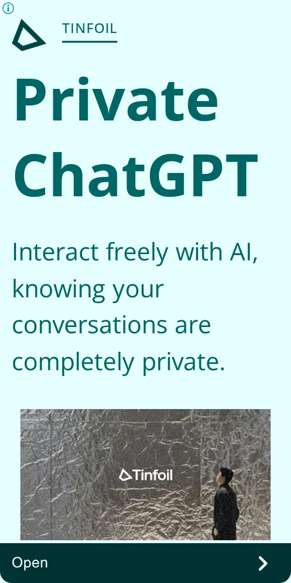 An ad Tinfoil is running