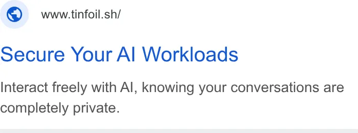 An ad Tinfoil is running