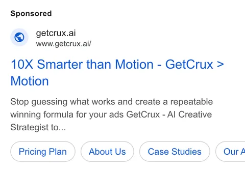 An ad GetCrux is running