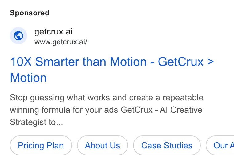An ad GetCrux is running