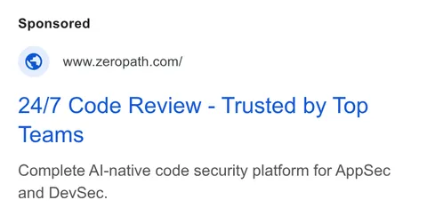 An ad ZeroPath is running