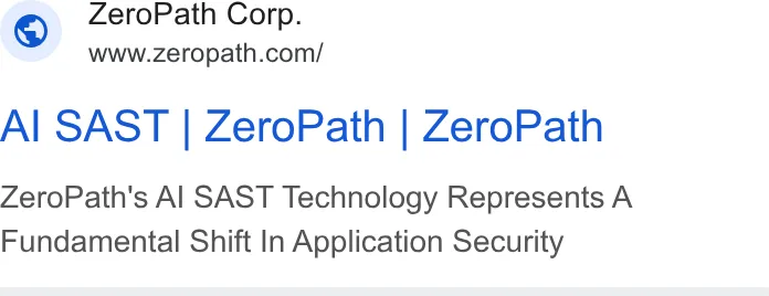 An ad ZeroPath is running
