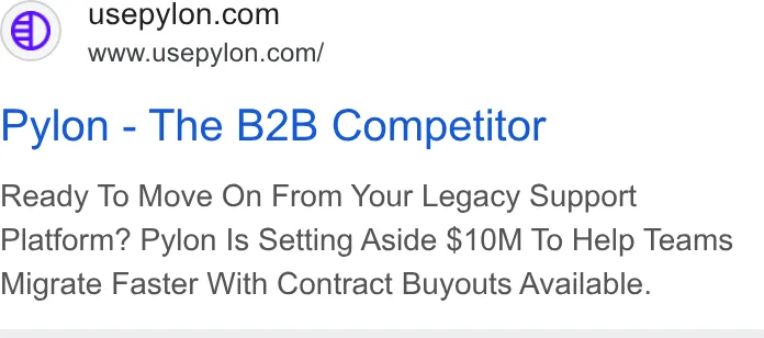 An ad Pylon: Agentic B2B Support is running
