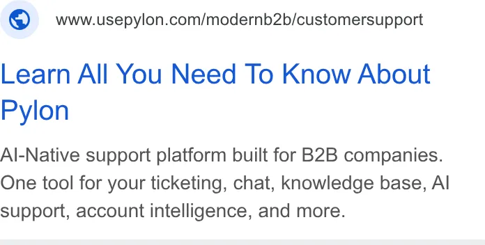 An ad Pylon: Agentic B2B Support is running