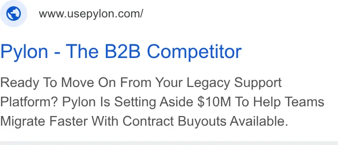 An ad Pylon: Agentic B2B Support is running